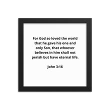 Load image into Gallery viewer, Bible Verses John 3:16 Framed Poster