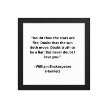 Load image into Gallery viewer, Romance William Shakespeare, Hamlet Framed Poster