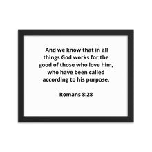 Load image into Gallery viewer, Spiritual Bible Verses Romans 8:28 Framed Poster