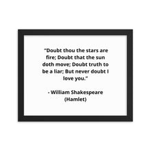 Load image into Gallery viewer, Romance William Shakespeare, Hamlet Framed Poster