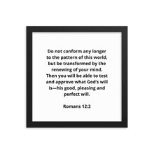 Load image into Gallery viewer, Bible Verses Romans 12:2 Framed Poster
