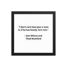 Load image into Gallery viewer, Family Dan Wilcox and Thad Mumford Framed Poster