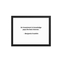Load image into Gallery viewer, Benjamin Franklin Inspirational Framed Poster