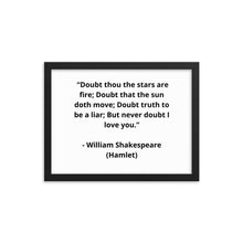 Load image into Gallery viewer, Romance William Shakespeare, Hamlet Framed Poster