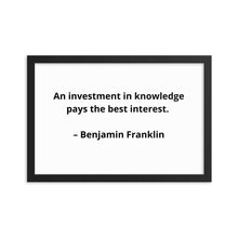 Load image into Gallery viewer, Benjamin Franklin Inspirational Framed Poster