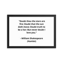 Load image into Gallery viewer, Romance William Shakespeare, Hamlet Framed Poster