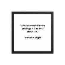 Load image into Gallery viewer, Daniel P. Logan Doctor Framed Poster