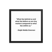 Load image into Gallery viewer, Self -Love Ralph Waldo Emerson Framed Poster