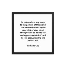 Load image into Gallery viewer, Bible Verses Romans 12:2 Framed Poster