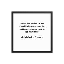 Load image into Gallery viewer, Self -Love Ralph Waldo Emerson Framed Poster