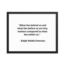 Load image into Gallery viewer, Self -Love Ralph Waldo Emerson Framed Poster