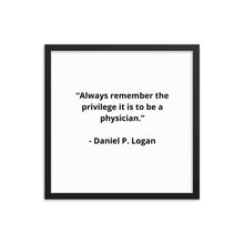 Load image into Gallery viewer, Daniel P. Logan Doctor Framed Poster