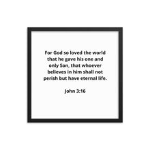 Load image into Gallery viewer, Bible Verses John 3:16 Framed Poster