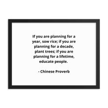 Load image into Gallery viewer, Teachers Chinese Proverb Framed Poster