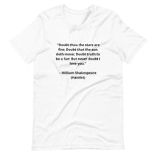 Load image into Gallery viewer, Romance William Shakespeare, Hamlet Unisex T-shirt