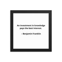 Load image into Gallery viewer, Benjamin Franklin Inspirational Framed Poster
