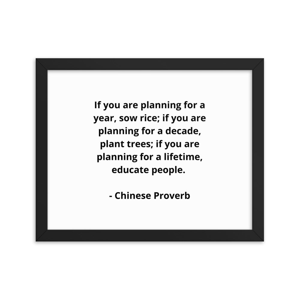 Teachers Chinese Proverb Framed Poster