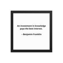 Load image into Gallery viewer, Benjamin Franklin Inspirational Framed Poster
