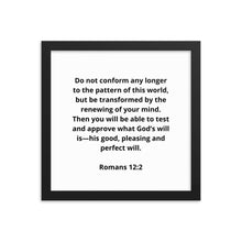 Load image into Gallery viewer, Bible Verses Romans 12:2 Framed Poster
