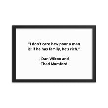 Load image into Gallery viewer, Family Dan Wilcox and Thad Mumford Framed Poster
