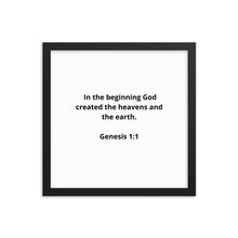 Load image into Gallery viewer, Spiritual Bible Verses Genesis 1:1 Framed Poster
