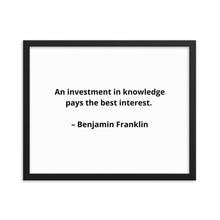 Load image into Gallery viewer, Benjamin Franklin Inspirational Framed Poster
