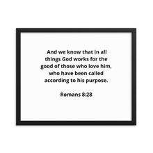 Load image into Gallery viewer, Spiritual Bible Verses Romans 8:28 Framed Poster
