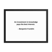 Load image into Gallery viewer, Benjamin Franklin Inspirational Framed Poster
