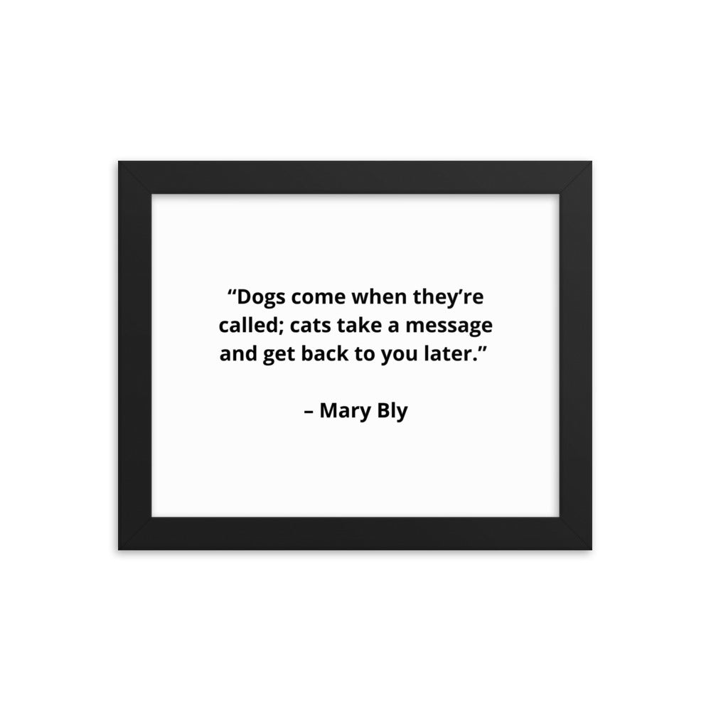 Mary Bly Dog/Cat Love Framed Poster