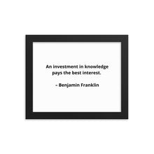 Load image into Gallery viewer, Benjamin Franklin Inspirational Framed Poster
