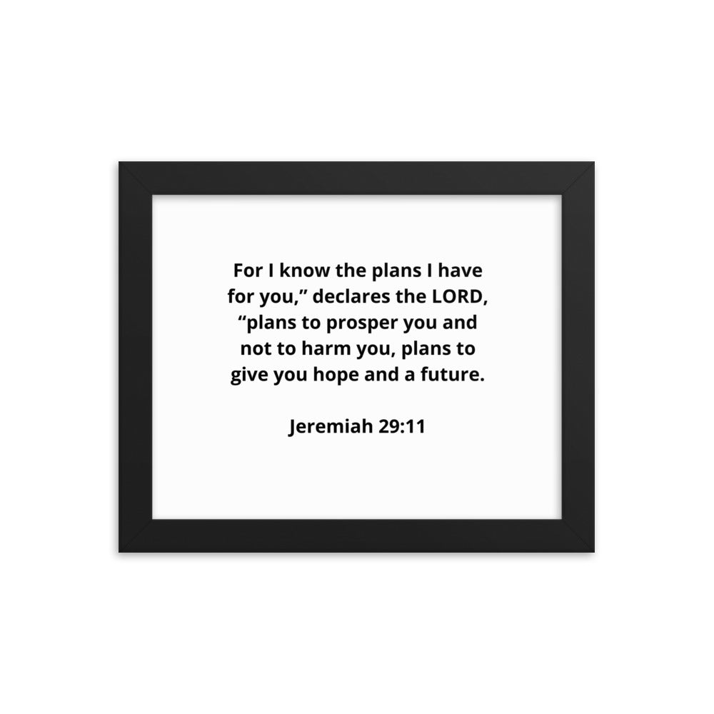 Spiritual Bible Verses Jeremiah 29:11 Framed Poster