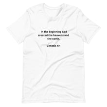 Load image into Gallery viewer, Spiritual Bible Verses Genesis 1:1 Unisex T-shirt
